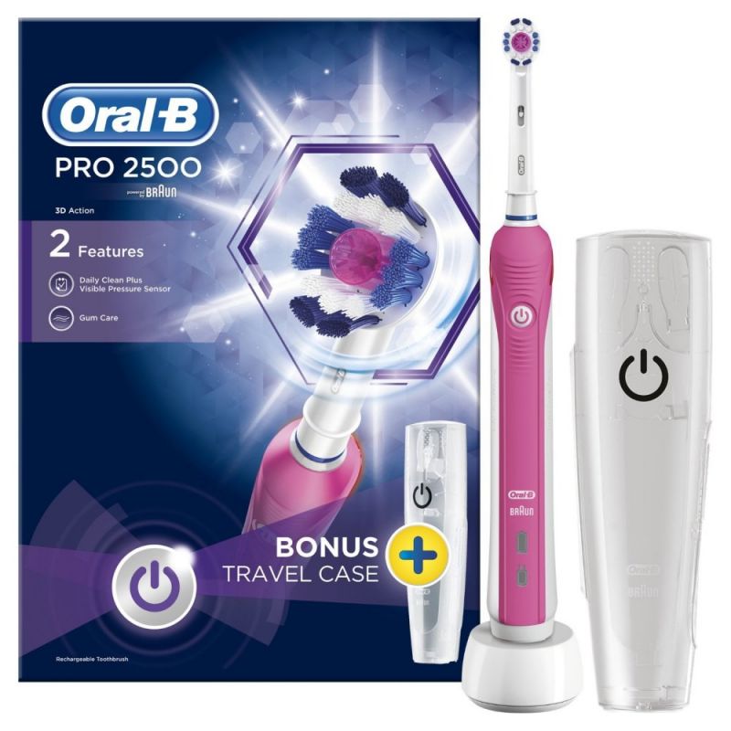Zubní kartáček Oral-B Pro 2500 3Dwhite pink