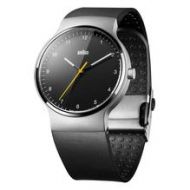 Pánské náramkové hodinky Braun Gents BN0221 Prestige Slim Watch - Silver Bezel and Black Leather Strap