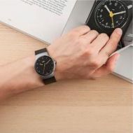 Pánské náramkové hodinky Braun Gents BN0221 Prestige Slim Watch - Silver Bezel and Black Leather Strap